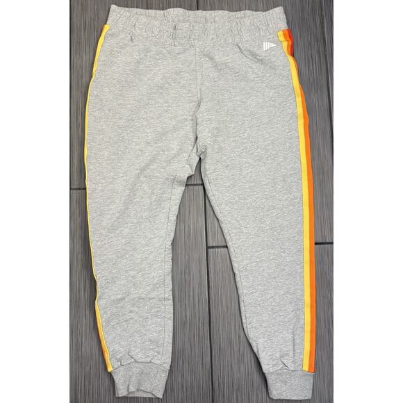 Aldi Women’s Gray Sweatpants Retro Joggers Rainbow Side Panels Lounge Size Large - Picture 1 of 5